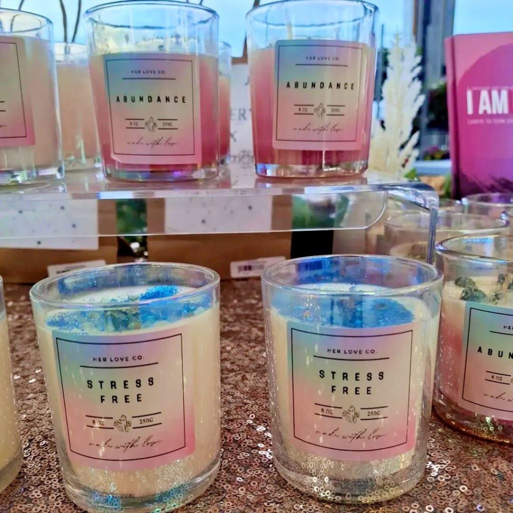 photo of hlc crystal candles at local farmers market in ny